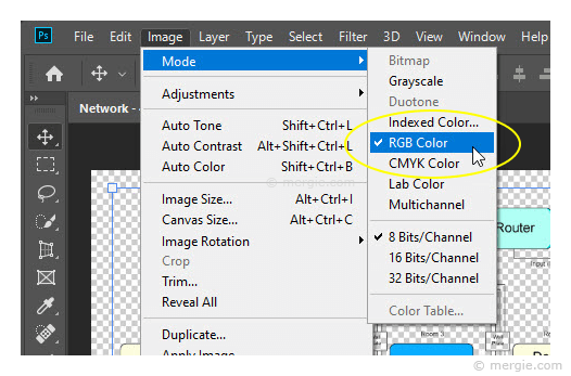Photoshop - The Image is set as RGB Color