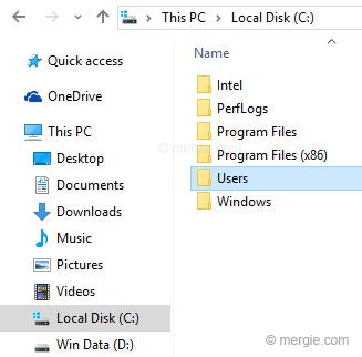 Windows - File Explorer Local Disk Users Folder