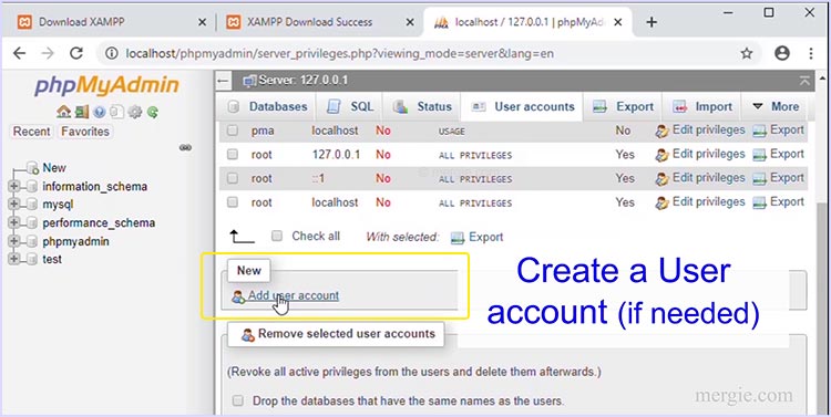phpMyAdmin - Add a User Account