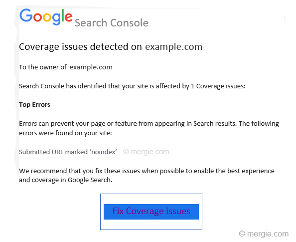 Google Search Console - New Coverage Issue Detected