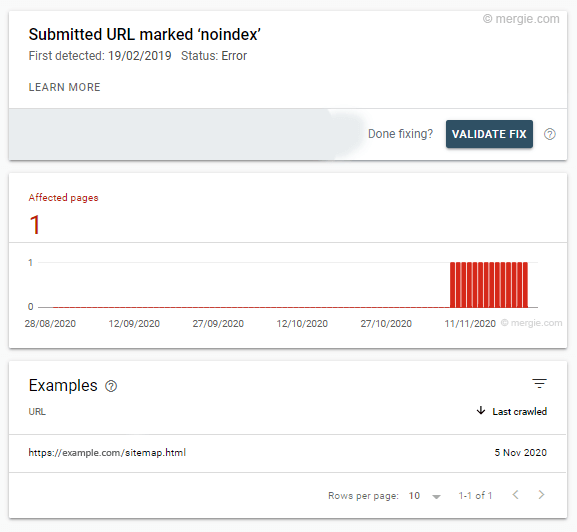 Google Search Console - Submitted URL Marked ‘noindex’