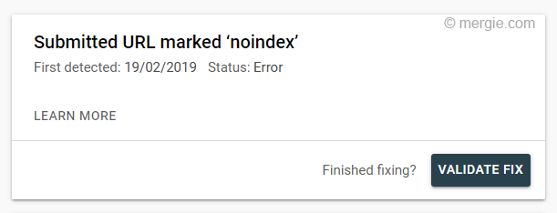 Google Search Console - Submitted URL marked ‘noindex’ - Learn More
