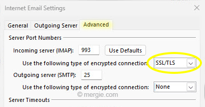 Internet Email Advance Settings - Encrypted (Incoming)