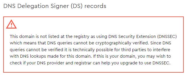 This Domain is Not Using a DNS Security Extension (DNSSEC)